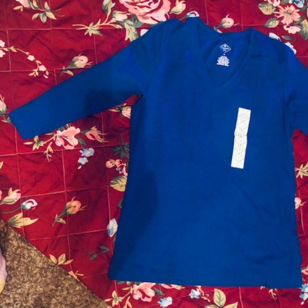 Blue V-Neck Top